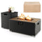 32 x 20 Inch Propane Rattan Fire Pit Table Set with Side Table Tank and Cover