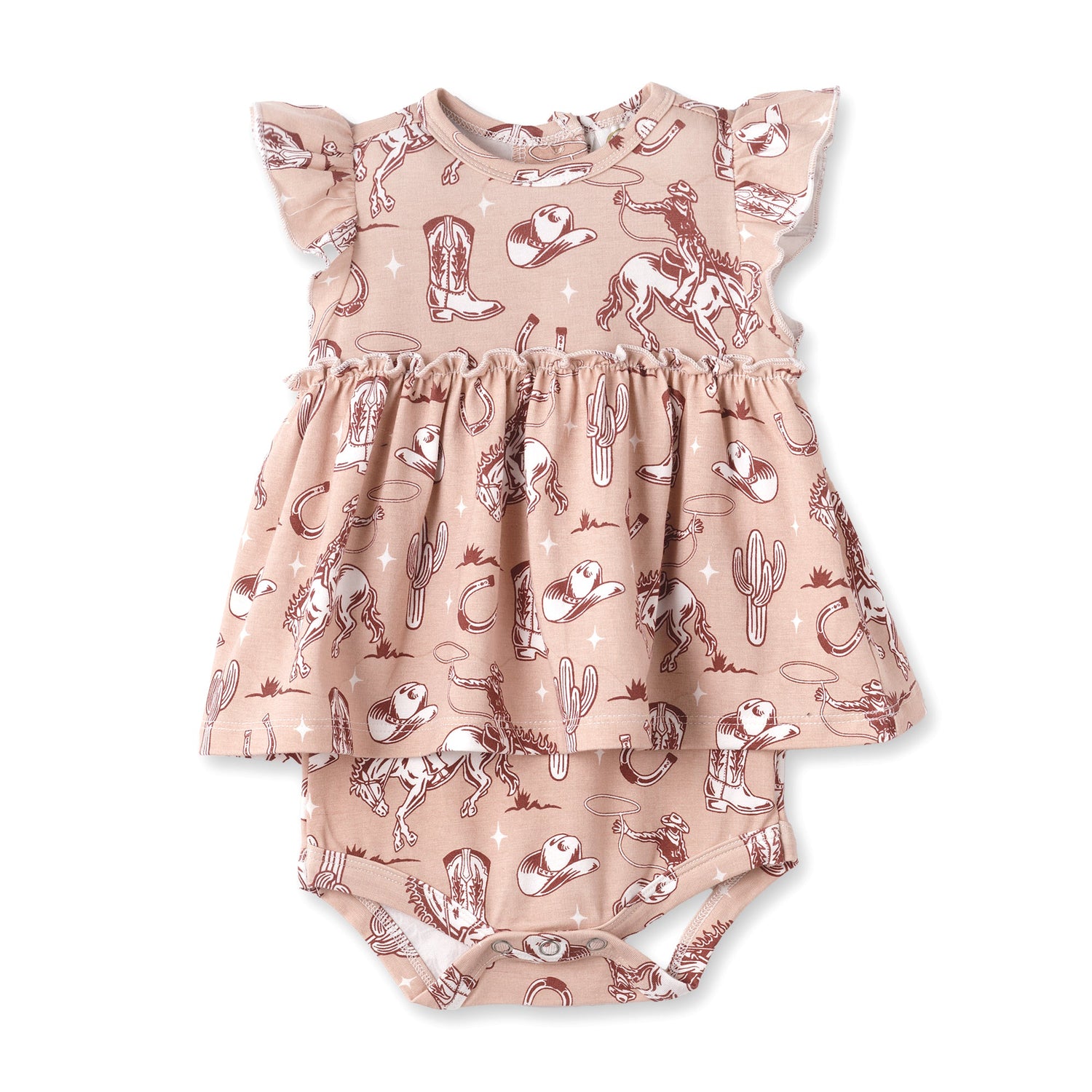 Wild Wrangler/Pink Bamboo Cowgirl Western Skirted Bodysuit