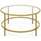 36 Inch Round Coffee Table with Tempered Glass Tabletop