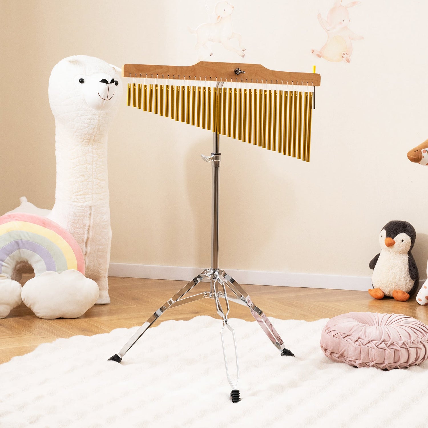 36-Bar Single-Row Chimes Percussion Instrument-Golden