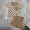 Boys' Checkered Lapel Shorts Suit