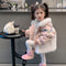 Rabbit Ear Patchwork Coat In Fur