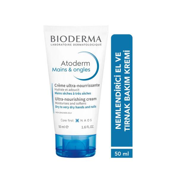 Bioderma Atoderm Hand and Nail Cream 50ml - Moisturizing & Nourishing Hand Cream for Dry Hands & Nails