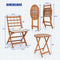 3 Pieces Acacia Wood Patio Bistro Set with Cushions