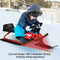 Kids Snow Sled with Steering Wheel and Double Brakes Pull Rope