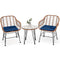 3 Pieces Patio Rattan Bistro Set with Cushion