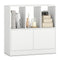 3-Cube Bookcase with Doors 3-Tier Cubic Bookshelf with Open Compartments and Cabinet