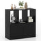 3-Cube Bookcase with Doors 3-Tier Cubic Bookshelf with Open Compartments and Cabinet
