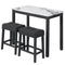3-Piece Bar Table Set with Charging Station and Faux Marble Top
