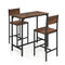 3 Piece Bar Table Set with Backrest and Footrest for Small Space