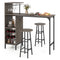 3 Piece Bar Table and Chairs Set with 6-Bottle Wine Rack-Brown