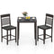 3-Piece Counter-Height Dining Table Set for 2 with Rubber Wood Frame and Footrest