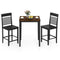 3-Piece Counter-Height Dining Table Set for 2 with Rubber Wood Frame and Footrest