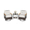 3 Piece Outdoor Swivel Chair Set with Tempered Glass Side Table