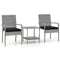3 Piece Patio Furniture Set with Seat Cushions and Tempered Glass Tabletop for Balcony