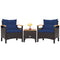 3 Pieces Patio Rattan Furniture Set with Removable Cushion