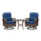 3 Piece Patio Swivel Rocker Set with Tempered Glass Side Table and Thick Cushions
