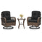 3 Piece Patio Swivel Rocker Set with Tempered Glass Side Table and Thick Cushions
