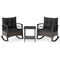 3 Piece Rocking Bistro Set PE Rattan Rocker Chairs with Acacia Wood Top Table