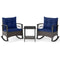 3 Piece Rocking Bistro Set PE Rattan Rocker Chairs with Acacia Wood Top Table