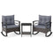 3 Piece Rocking Bistro Set PE Rattan Rocker Chairs with Acacia Wood Top Table
