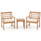 3 Piece Wood Patio Furniture Set with Seat Cushions and Acacia Wood Frame