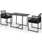 3 Pieces Outdoor Dining Set with Folding Backrest and Seat Cushions-Black
