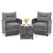 3 Pieces Outdoor Wicker Conversation Set with Tempered Glass Tabletop