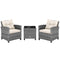 3 Pieces Outdoor Wicker Conversation Set with Tempered Glass Tabletop