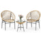 3PCS Patio Acapulco Furniture Bistro Set with GlassTable-Black