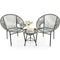 3PCS Patio Acapulco Furniture Bistro Set with GlassTable-Black