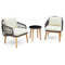 3 Pieces Patio Furniture Set with Cushioned Chairs and Tempered Glass Side Table