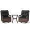 3 Pieces Patio Furniture Set PE Wicker Swivel Glider Chairs with 2-Tier Side Table and Cushions