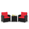 3 Pieces Patio Furniture Set with Tempered Glass Coffee Table