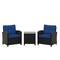 3 Pieces Patio Furniture Set with Tempered Glass Coffee Table