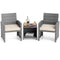 3 Pieces Patio Furniture Set with Tempered Glass Coffee Table and Soft Seat Cushions