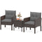 3 Pieces Patio PE Wicker Furniture Set with Cushions for Porch and Balcony