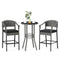 3-Piece Patio Rattan Bar Set with Tempered Glass Top for Backyard Poolside