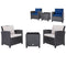 3 Pcs Patio Rattan Furniture Set Cushioned Conversation Set Coffee Table-Beige