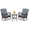 3 Pieces Rocking Bistro Set with 2-Tier Coffee Table