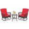 3 Pieces Rocking Bistro Set with 2-Tier Coffee Table