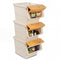 3 Pieces Storage Bins on Wheels Stackable Plastic Boxes with Stay-Open Lid (M)