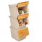 3 Pieces Storage Bins on Wheels Stackable Plastic Boxes with Stay-Open Lid (S)