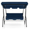 3 Seat Outdoor Patio Canopy Swing with Cushioned Steel Frame-Blue