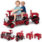 3-Seater Trackless Ride on Train Set 12V Ride on Toy Car with 2 Removable Chairs
