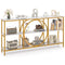 3-Tier Console Table with Faux Marble Top and Storage Shelves for Hallway Living Room