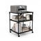3 Tier Printer Stand Rolling Fax Cart with Adjustable Shelf and Swivel Wheels