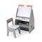 3 in 1 Kids Easel and Play Station Convertible with Chair and Storage Bins