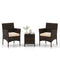 3 Pieces Outdoor Conversation Set with Cushioned Seat and Glass Tabletop