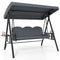 3-Seat Patio Swing Chair Porch Swing with Adjustable Canopy Thickened Cushions Pillow and Foldable Side Trays